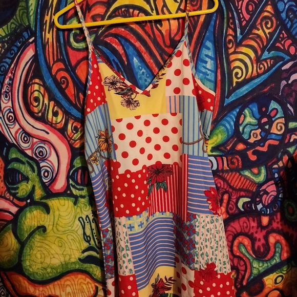 N/A Dresses & Skirts - Colorful Patchwork Spaghetti Strap Dress